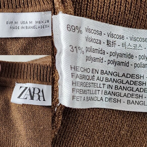 Zara Brown Stretch Knit Cropped Crewneck Tank - Picture 4 of 4